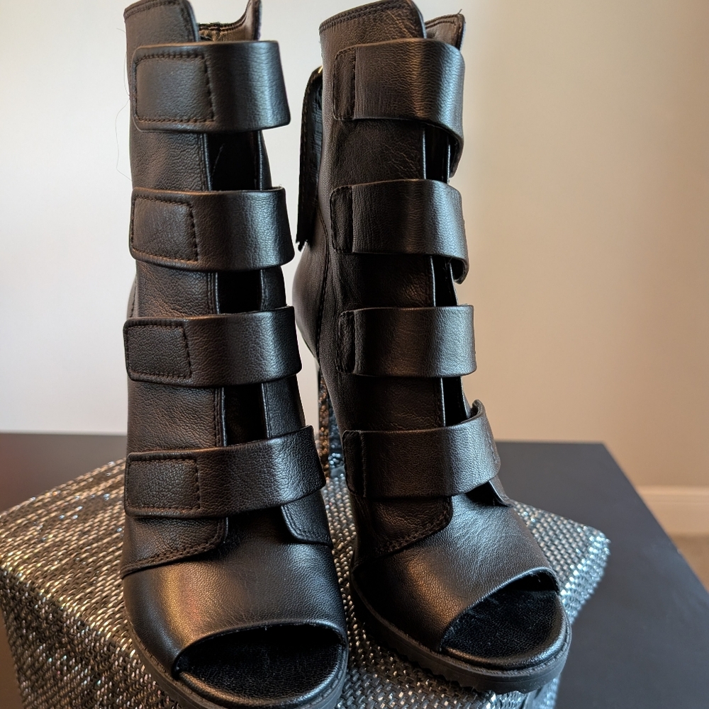 DKNY Women's Sexy Black Peep Toe Booties